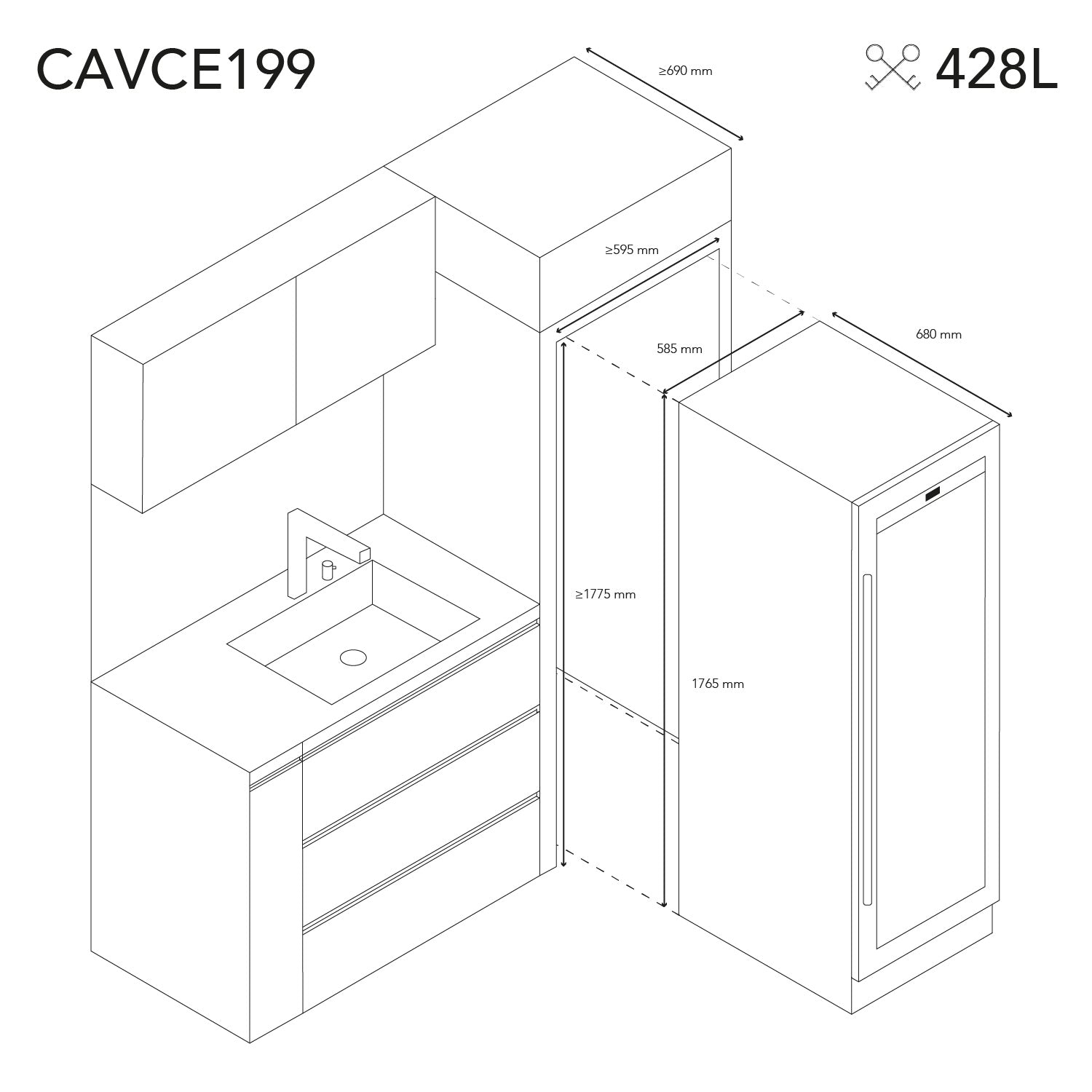 Weinkühlschrank 199 Flaschen Les Petits Champs CAVCE199