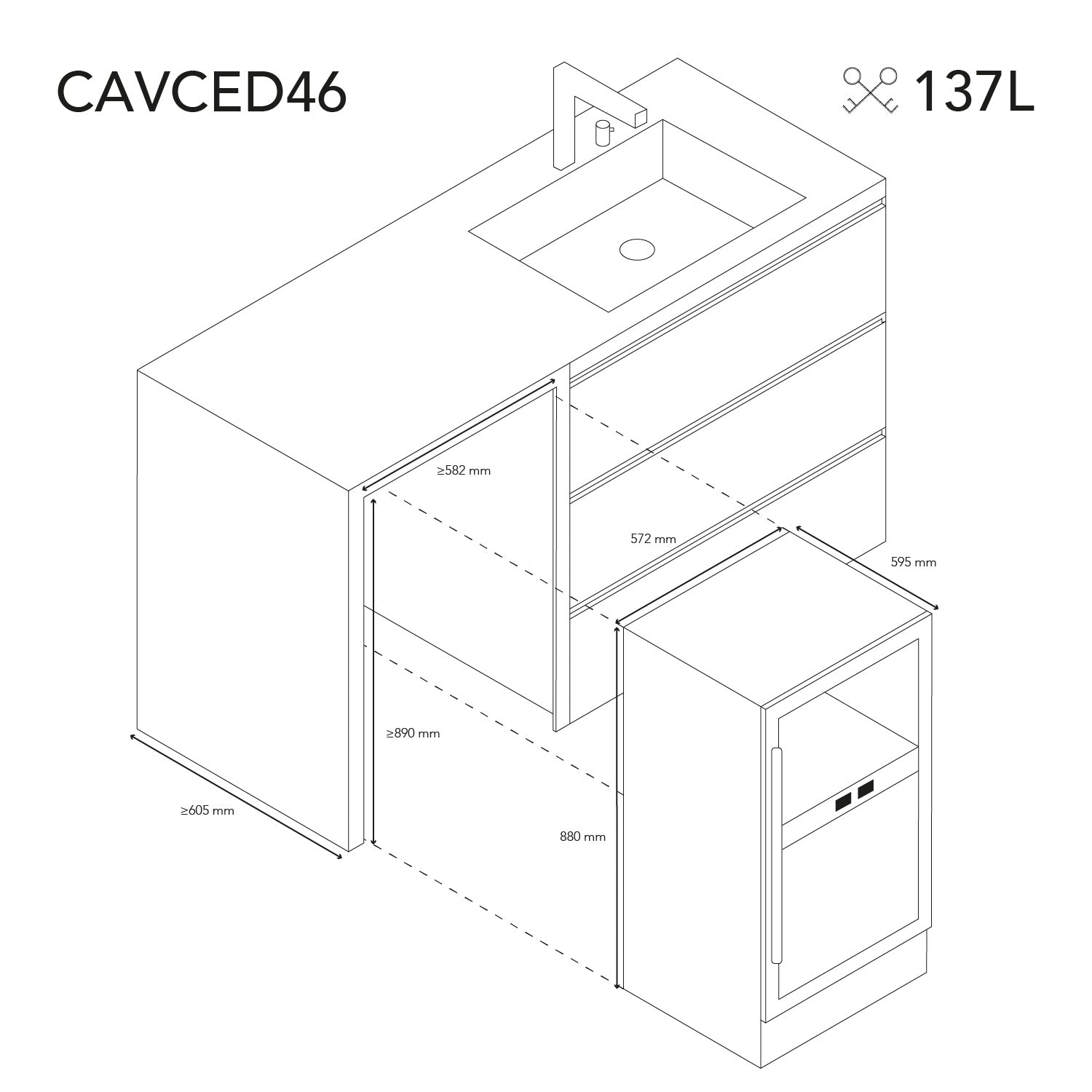 Weinkühlschrank 46 Flaschen Les Petits Champs CAVCED46