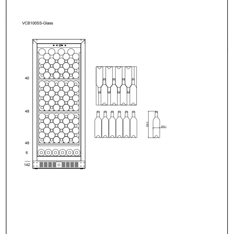 Weinklimaschrank 142 Flaschen mQuvée Velvet 100 Glass