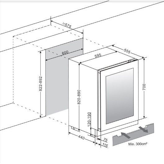 Weinkühlschrank 31 Flaschen mQuvée WineCave Exclusive 700 60D Push/Pull
