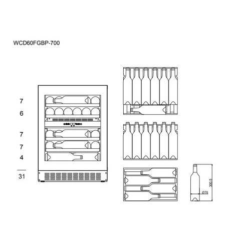 Weinkühlschrank 31 Flaschen mQuvée WineCave Exclusive 700 60D Push/Pull