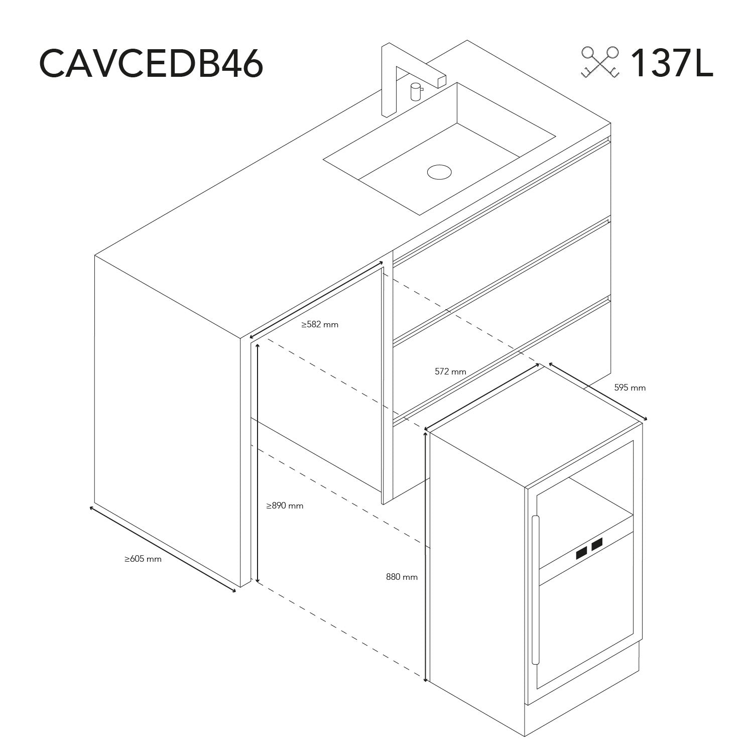 Weinkühlschrank 46 Flaschen CAVCEDB46 built in