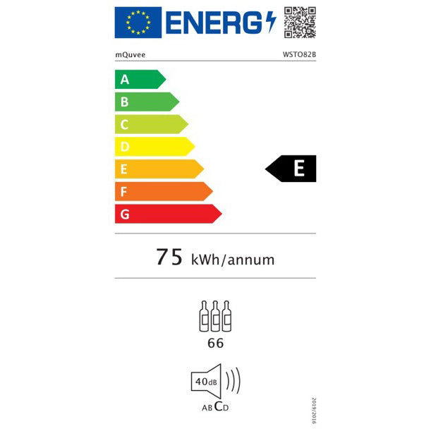 Weinkühlschrank 66 Flaschen WineStore 82 Anthracite Black energy label