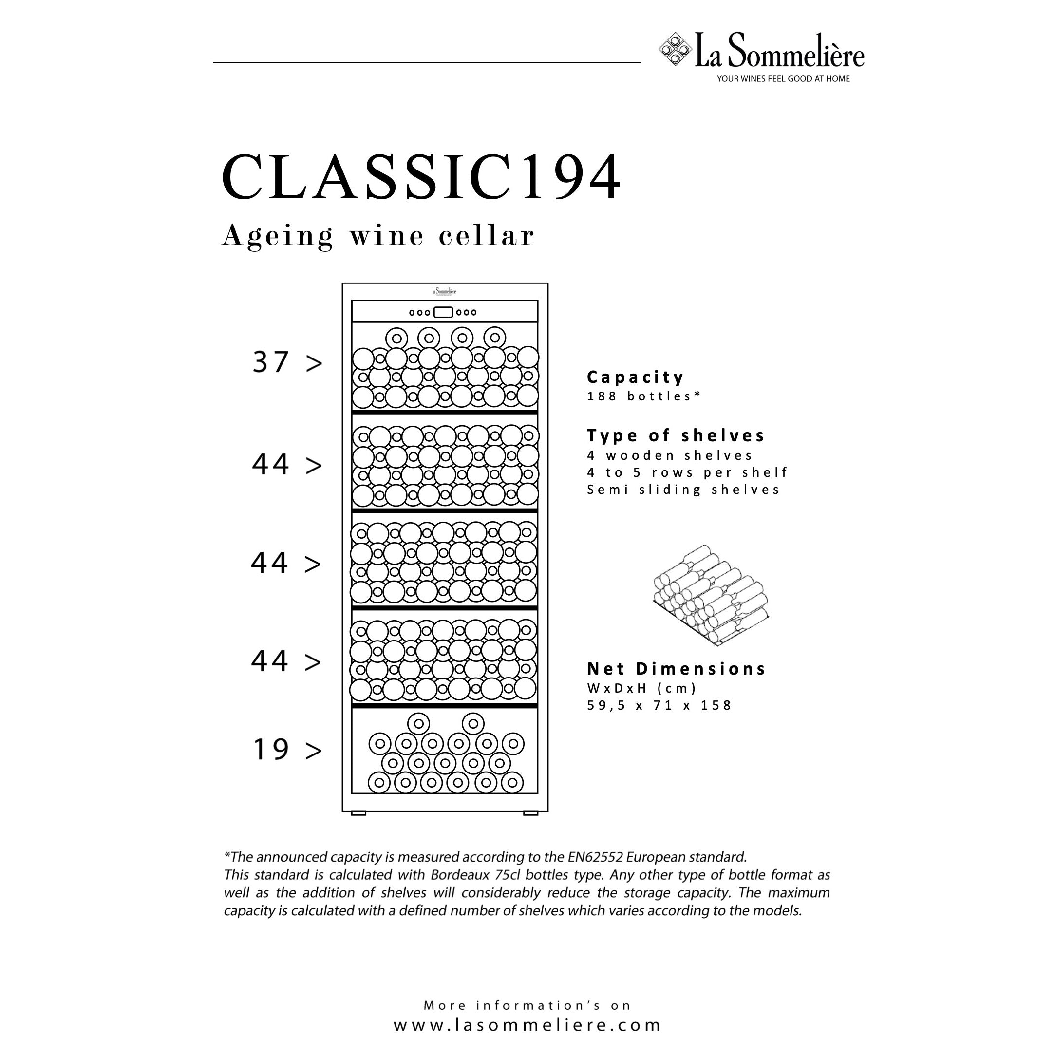 Wine Cooler La Sommelière 188 bottles CLASSIC194