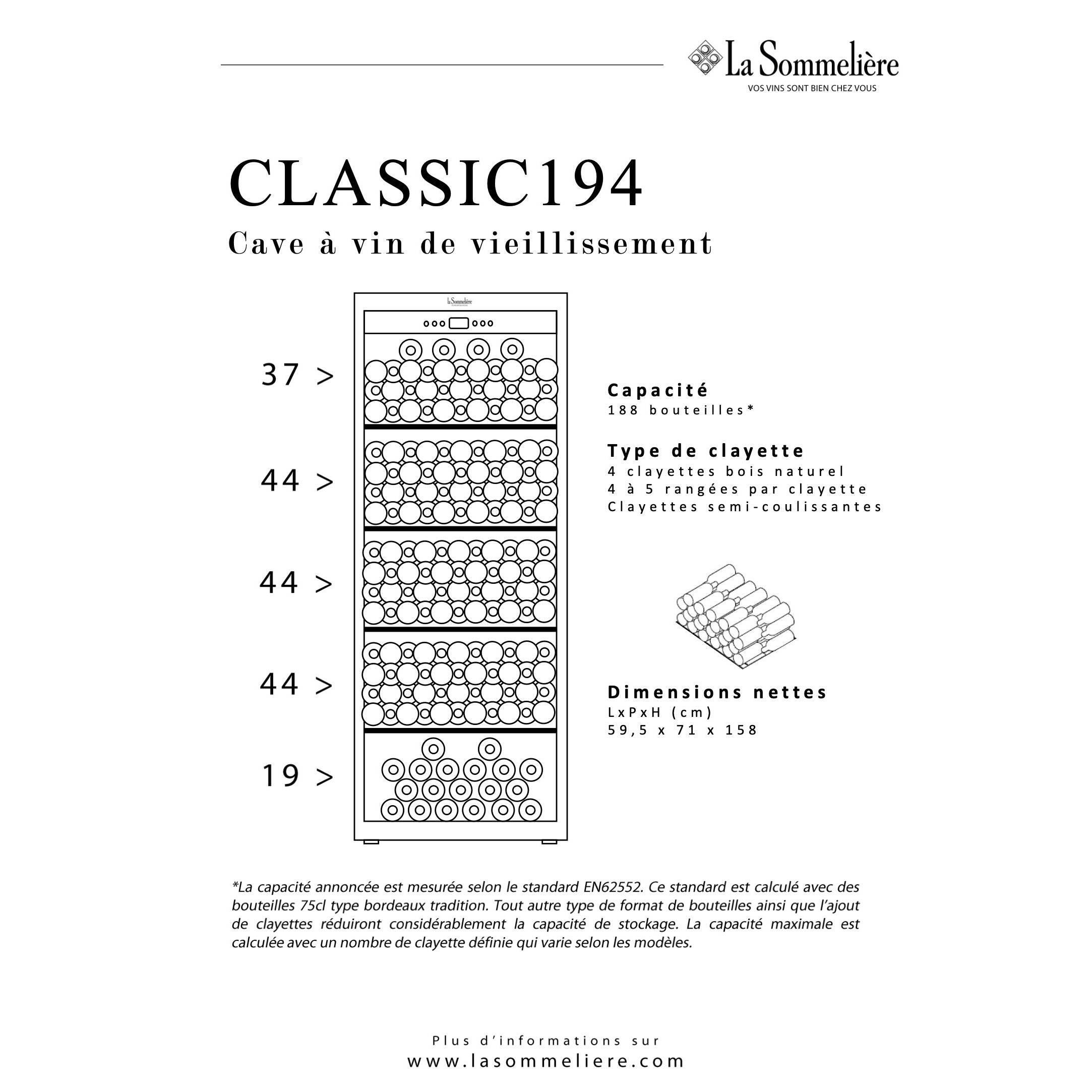 Wine Cooler La Sommelière 188 bottles CLASSIC194