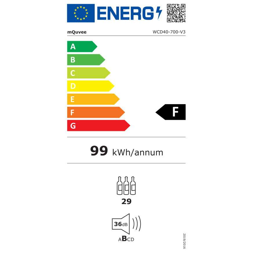 Weinkühlschrank 29 Flaschen WineCave 700 40D Modern energy label