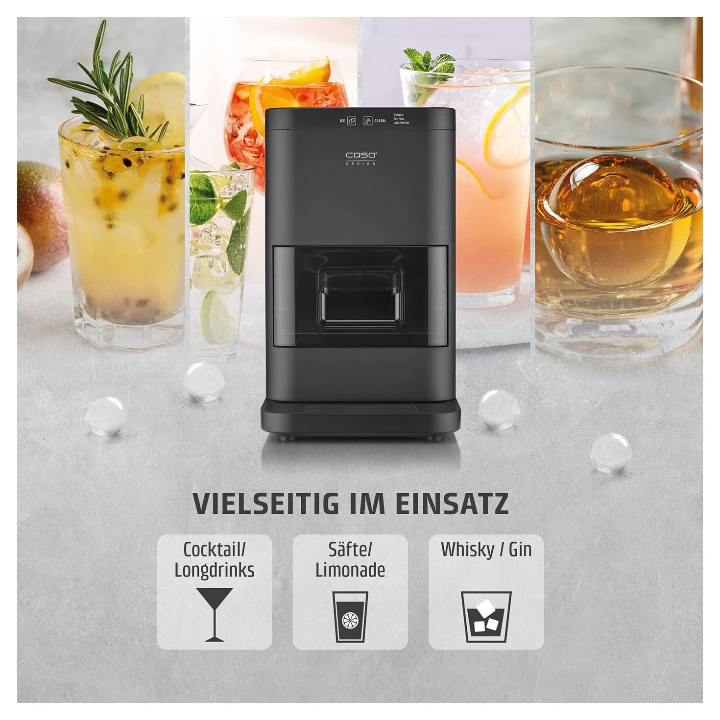Eiskugelbereiter CASO Design IceBall Pro für Cocktails, Säfte und Whisky