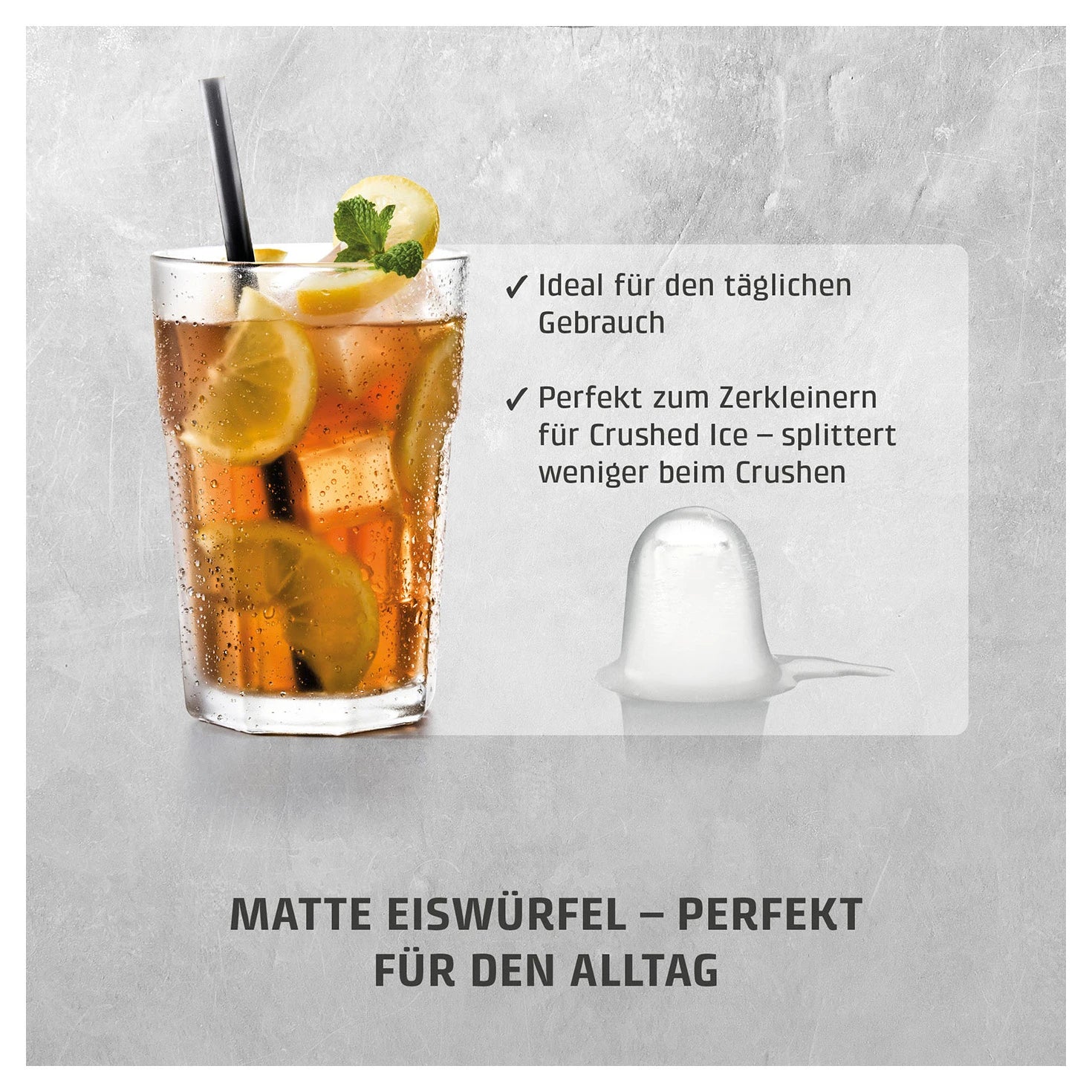 Matte Eiswürfel des CASO Design Clear Ice Advanced im Longdrink