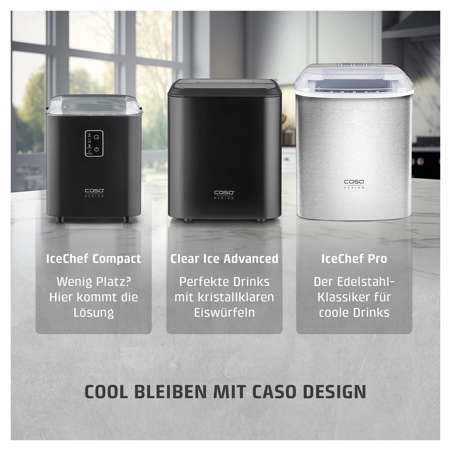 CASO Design Eiswürfelbereiter im Überblick: IceChef Compact, Clear Ice Advanced und IceChef Pro