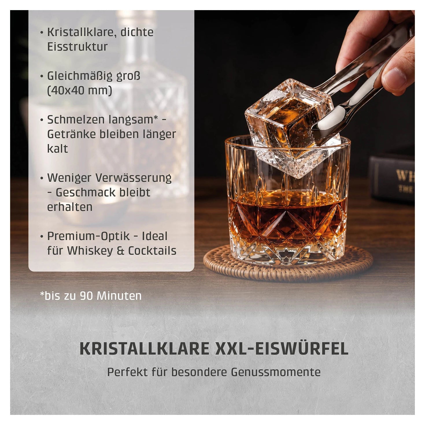 Kristallklare XXL-Eiswürfel mit 40 mm des CASO Design IceCube Pro