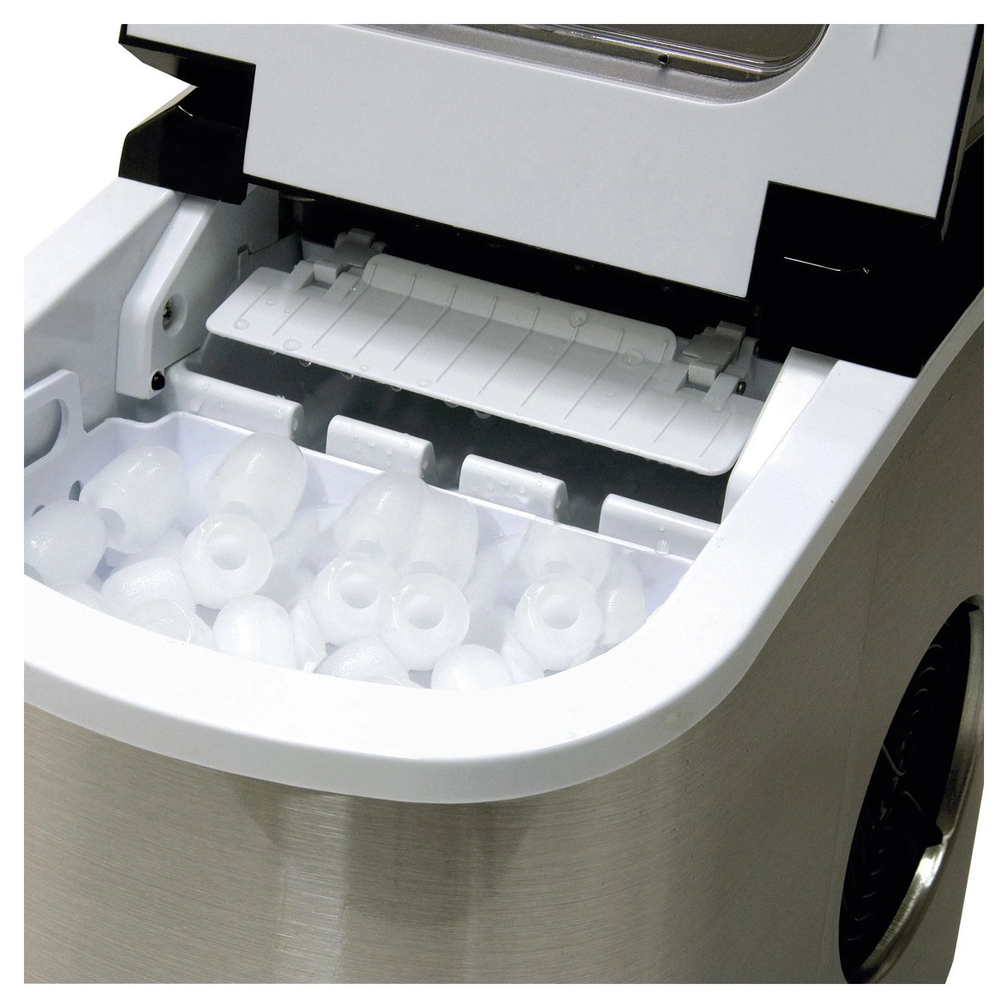 Eiswürfelbereiter CASO Design IceMaster Pro Innenraum mit fertigen Eiswürfeln