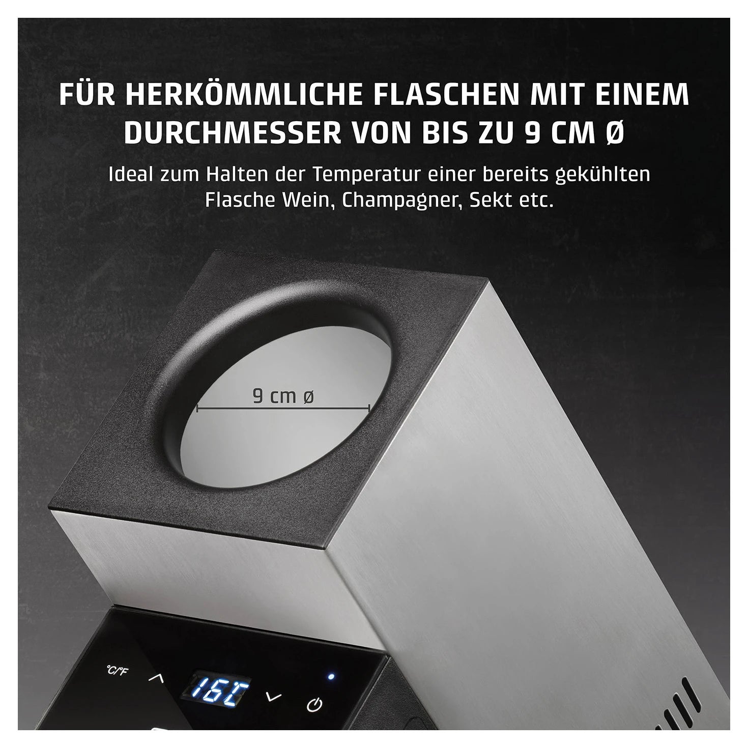 Flaschenkühler CASO Design WineCase Deluxe Inox für Flaschen bis 9 cm Durchmesser