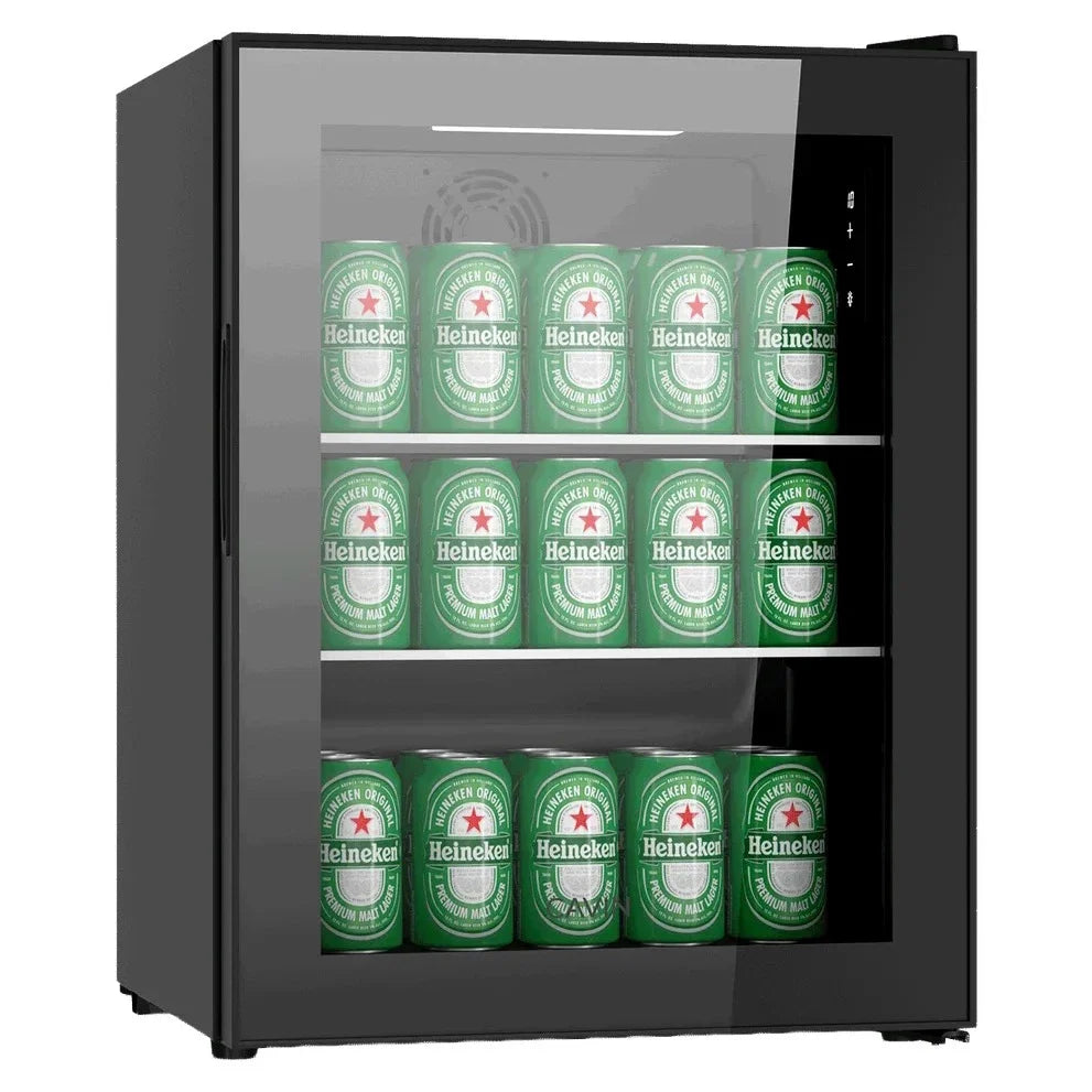 Freistehender Bierkühlschrank Cavin Northern Collection 59 Ansicht von schräg vorne mit geschlossener Glastür und Touch-Bedienfeld