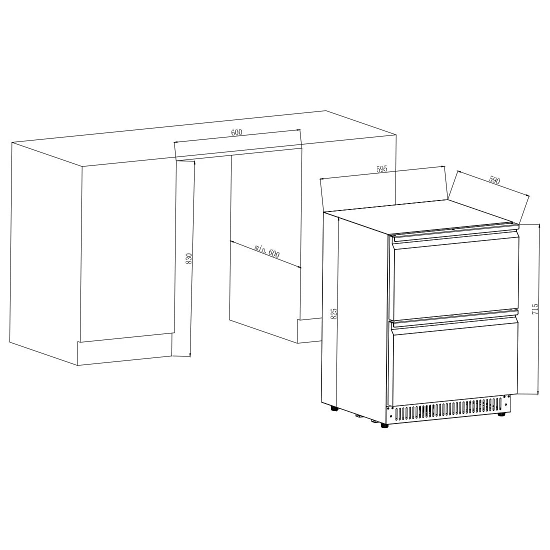 Freestanding beer cooler Cavin Outdoor Collection 51D Stainless