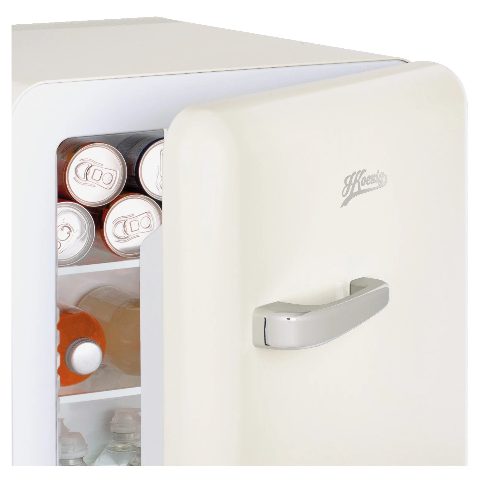 H.Koenig TOAD8 Retro Mini Kühlschrank in Creme mit verchromtem Griff
