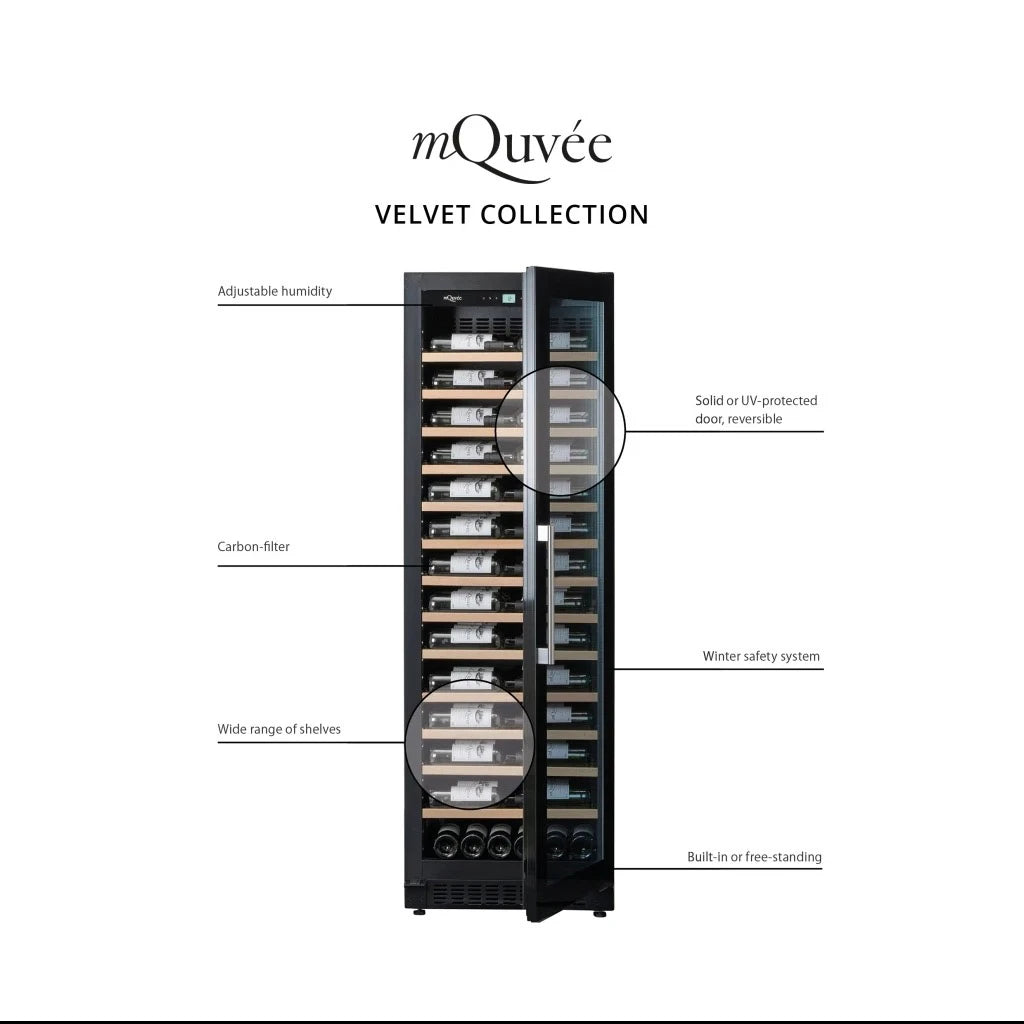 Weinklimaschrank 103 Flaschen mQuvée Velvet 125 Glass Premium "Rail" Package