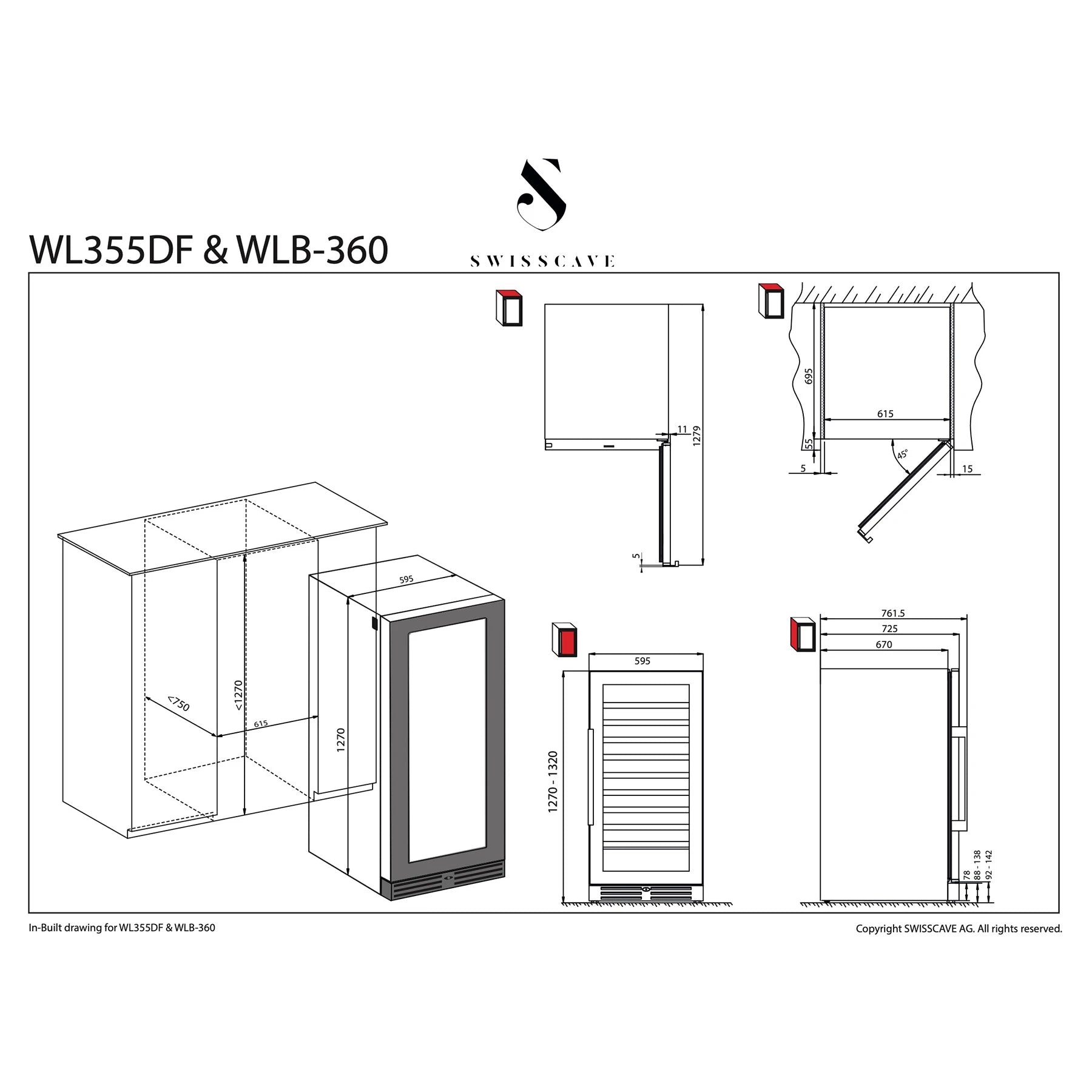 Weinkühlschrank 103 Flaschen Swisscave WLB-360DF-MIX