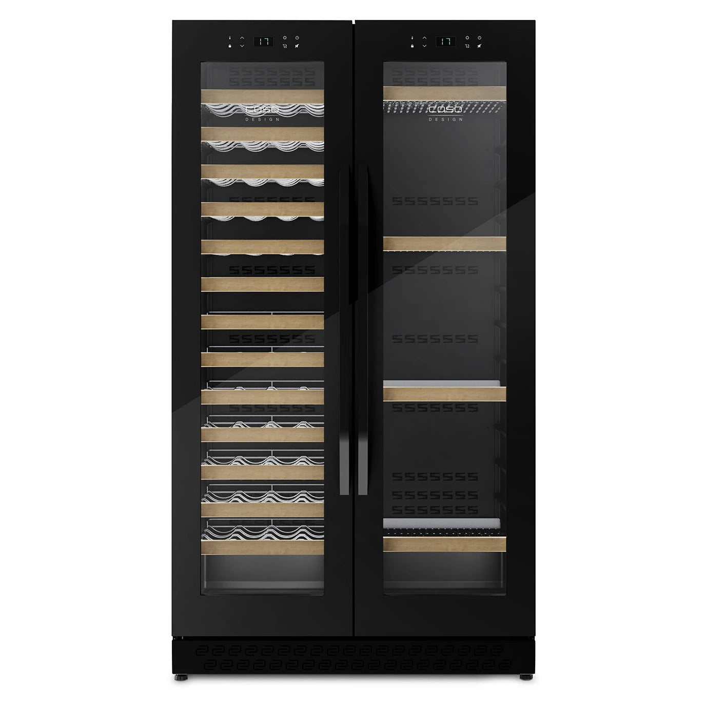 Freistehender Weinkühlschrank CASO Design WineChef Duo 122 Black Frontansicht