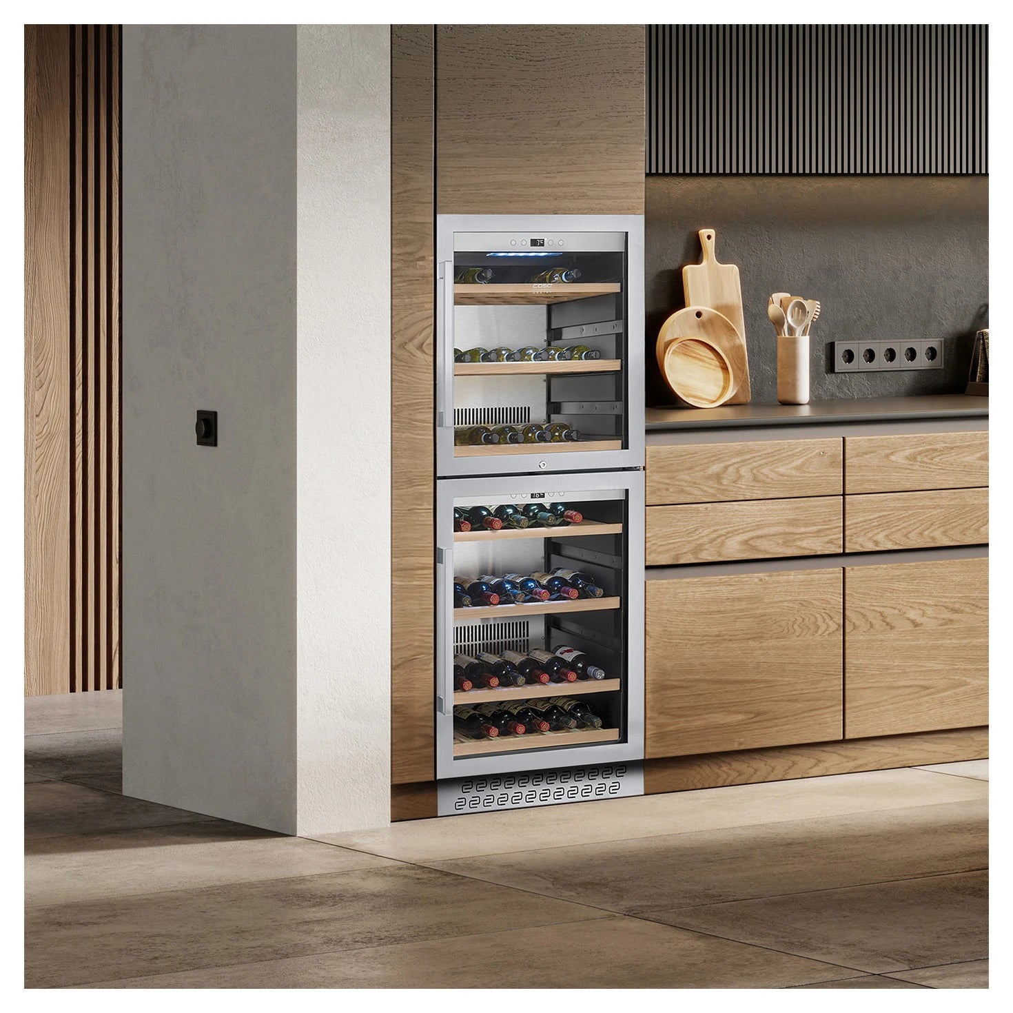 Freistehender Weinkühlschrank CASO Design WineChef Pro 126-2D in einer Küche
