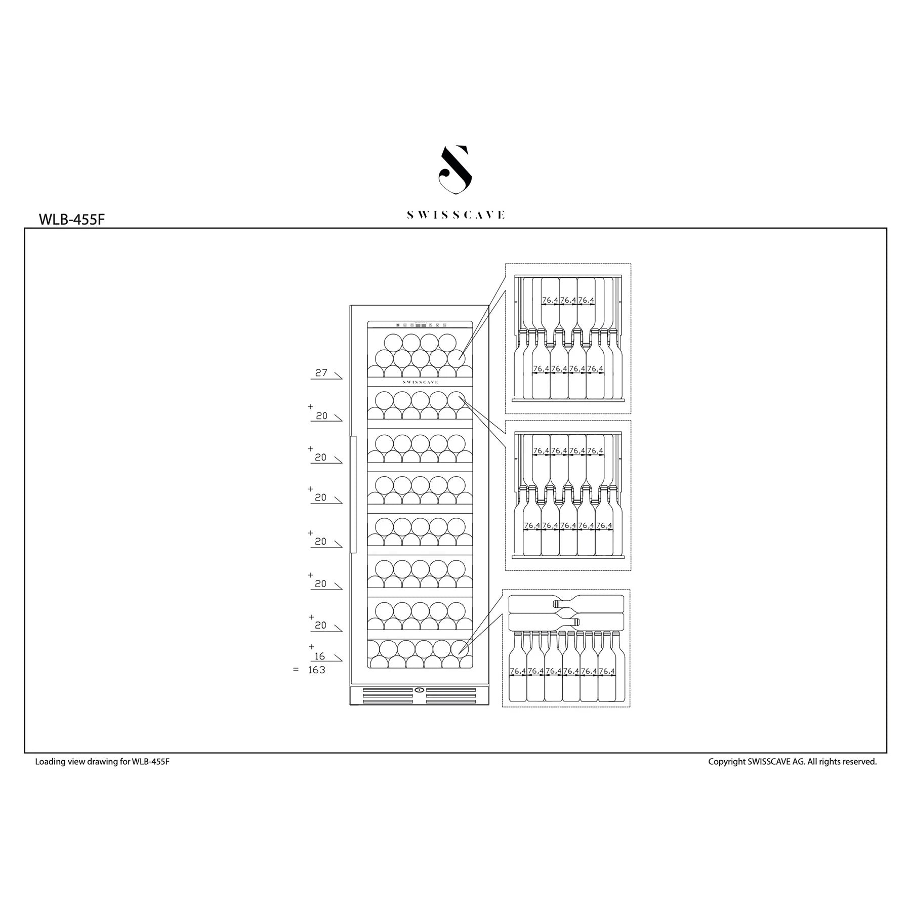 Weinkühlschrank 163 Flaschen Swisscave WLB-455F