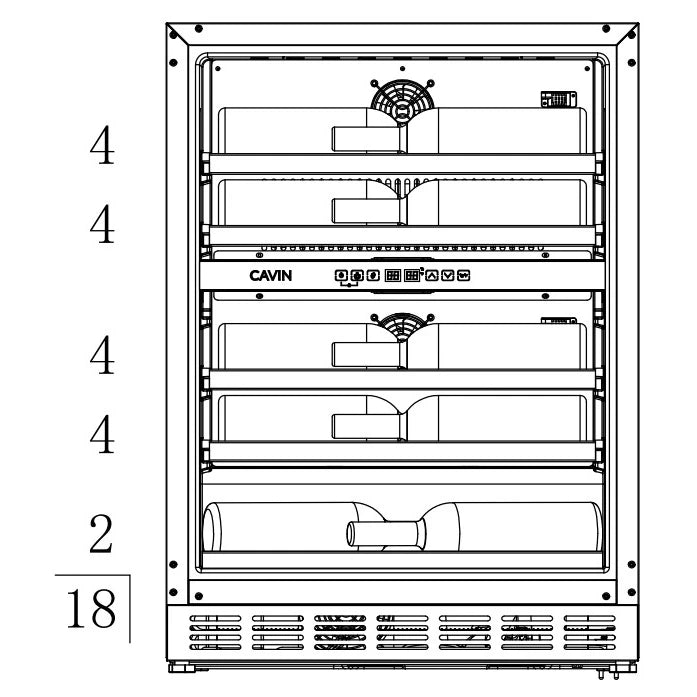 Wine Cooler 18 bottles Cavin Arctic Collection 60D Shallow Fullglass Black