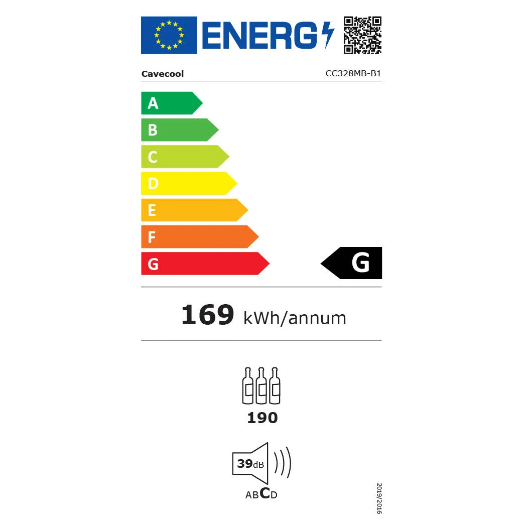 Wine Cooler 190 bottles Cavecool Ideal Emerald Display CC328MB-B1