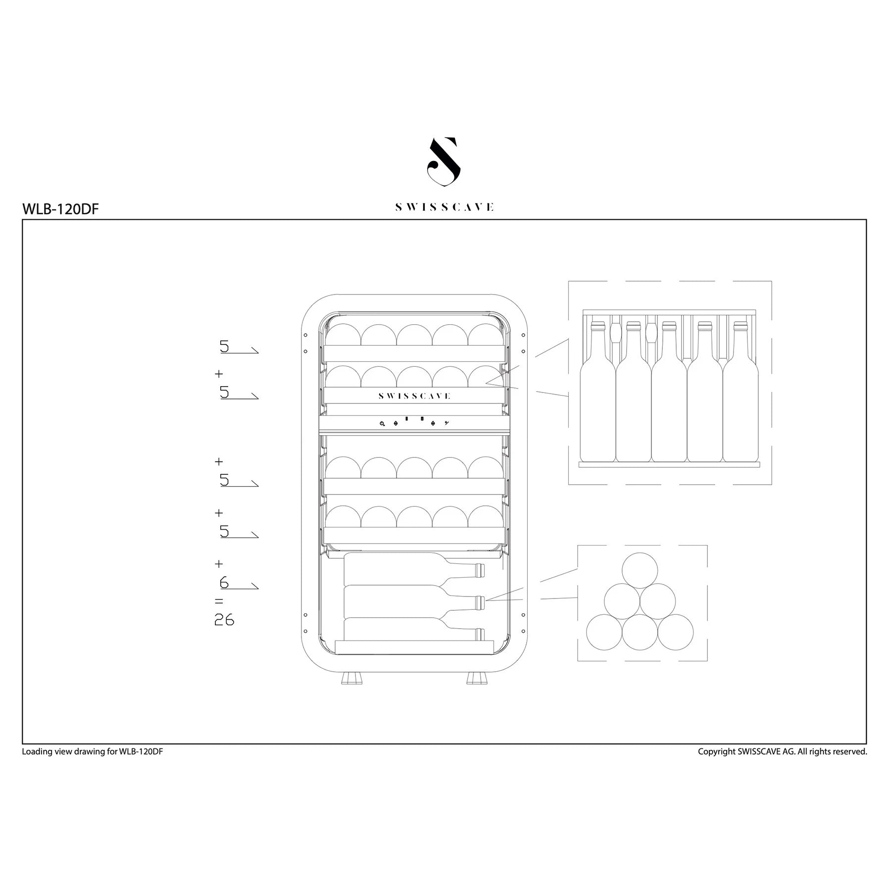 Weinkühlschrank 26 Flaschen Swisscave WLB-120DF-WHITE