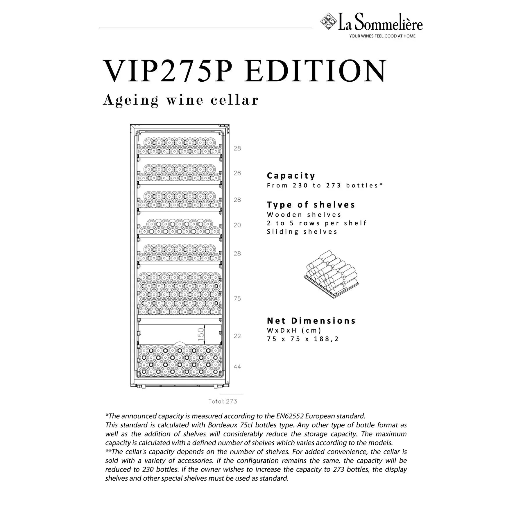 Wine Cooler 273 bottles La Sommelière VIP275P EDITION