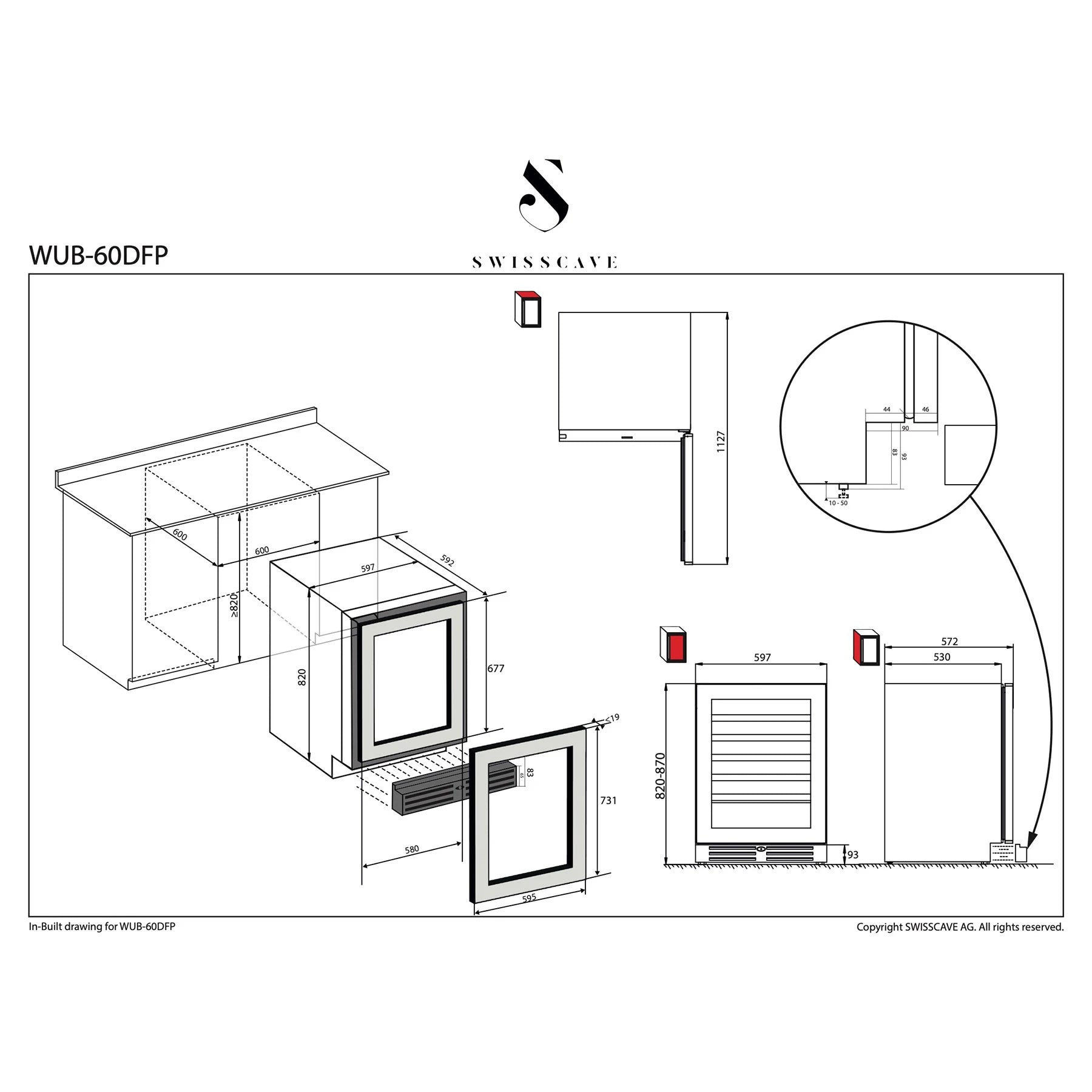 Weinkühlschrank 40 Flaschen Swisscave WUB-60DFP