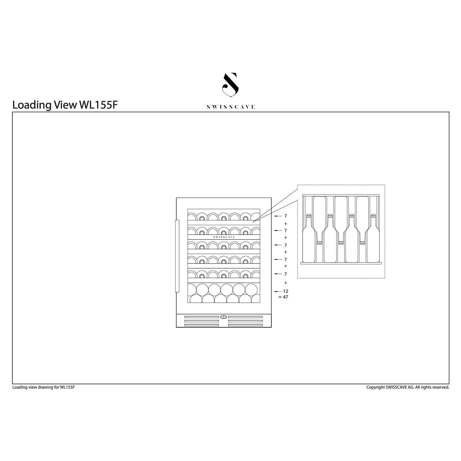 Wine Cooler 47 bottles Swisscave WLB-155F