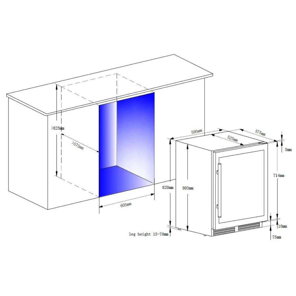 Weinkühlschrank 51 Flaschen Climadiff CBU51S2B