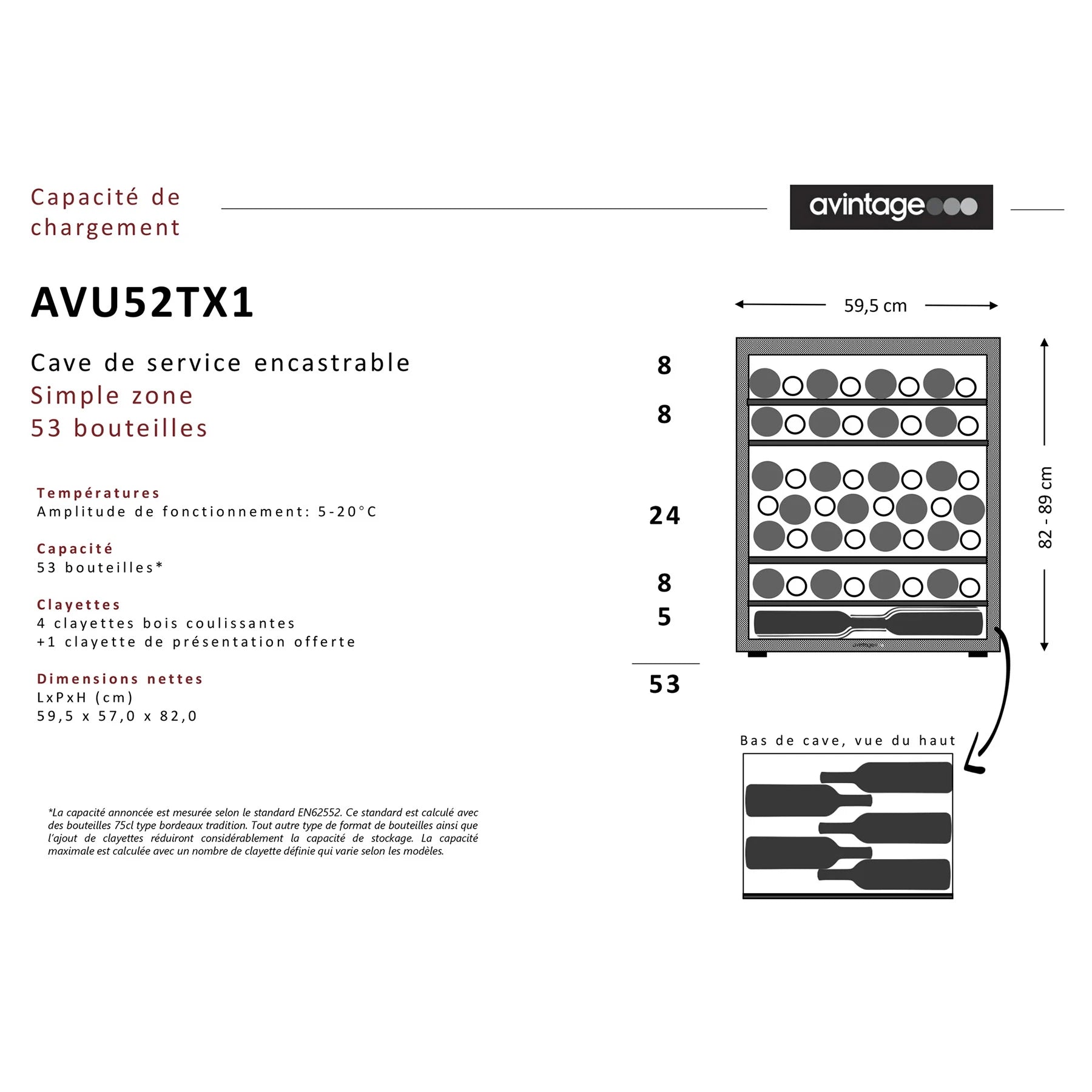 Weinkühlschrank 53 Flaschen Avintage AVU52TX1