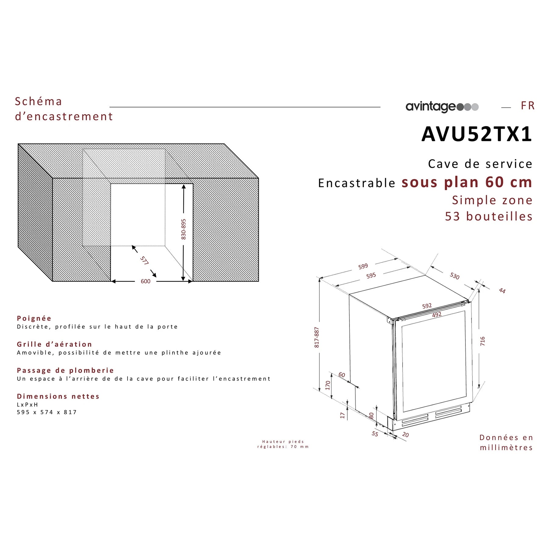 Weinkühlschrank 53 Flaschen Avintage AVU52TX1