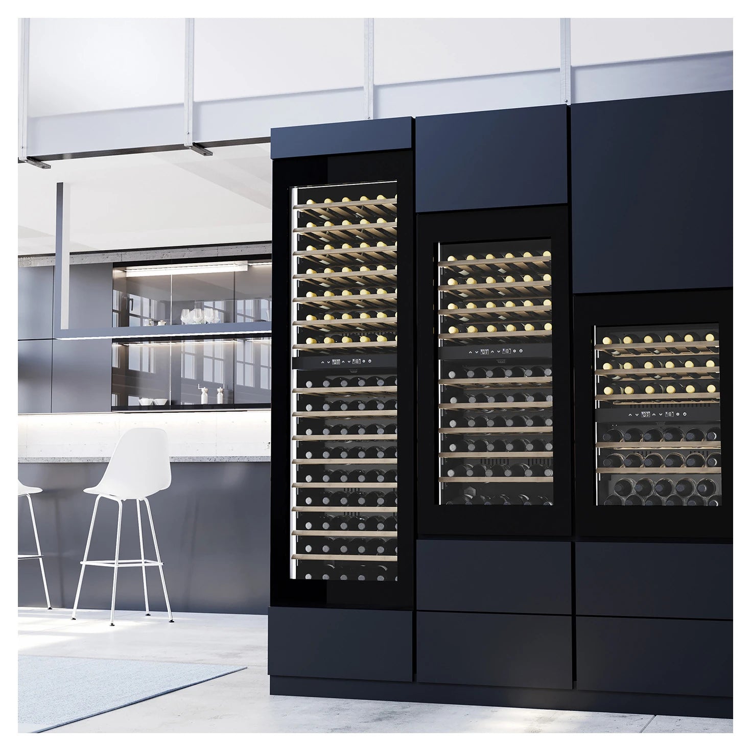 Einbau-Weinkühlschrank CASO Design WineDeluxe WD 60 in eine Küchenzeile eingebaut