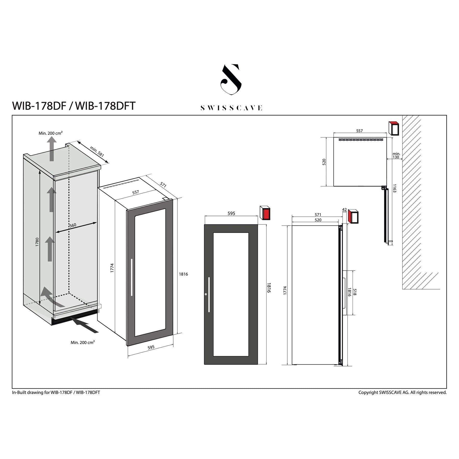 Wine Cooler 94 bottles Swisscave WIB-178DF