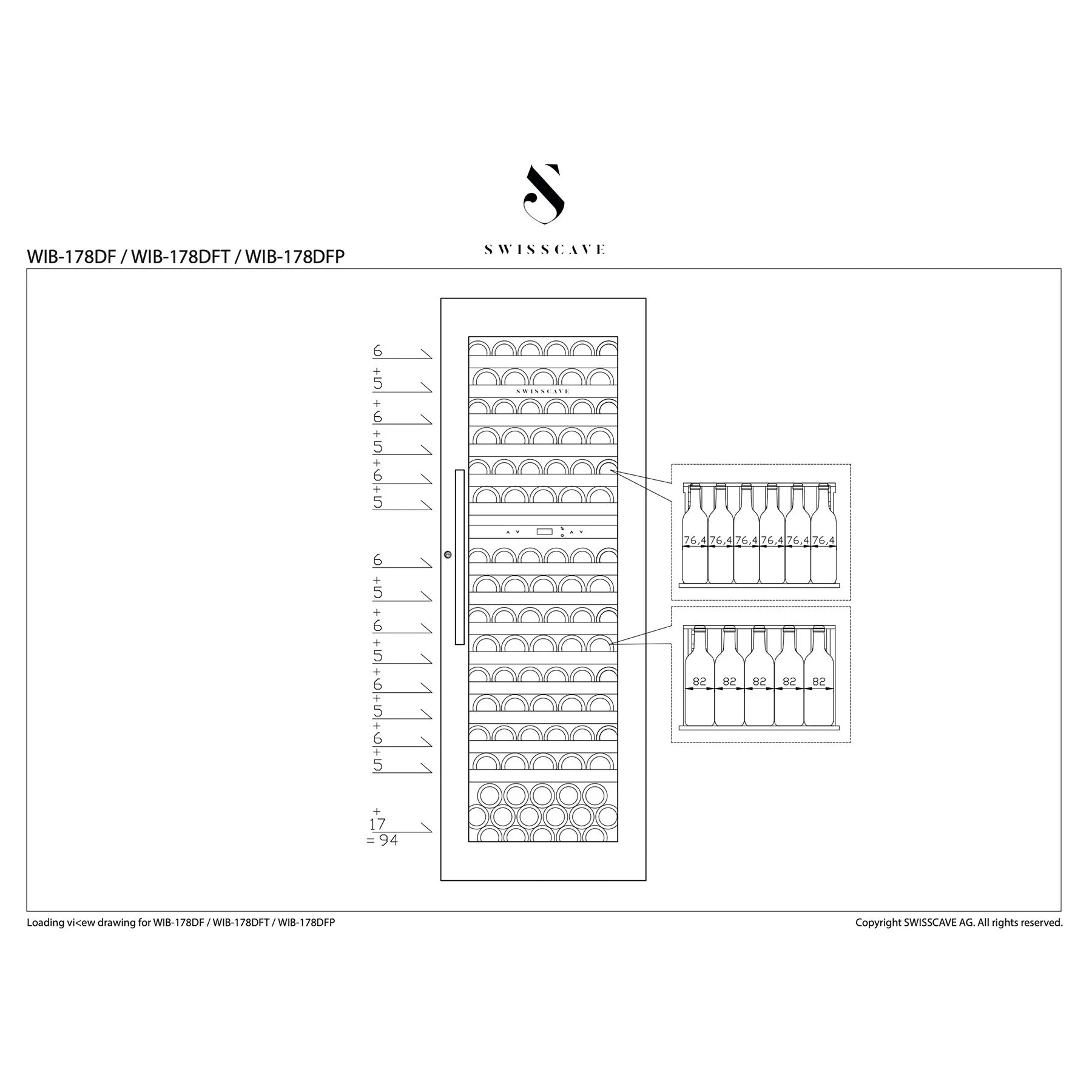 Wine Cooler 94 bottles Swisscave WIB-178DF