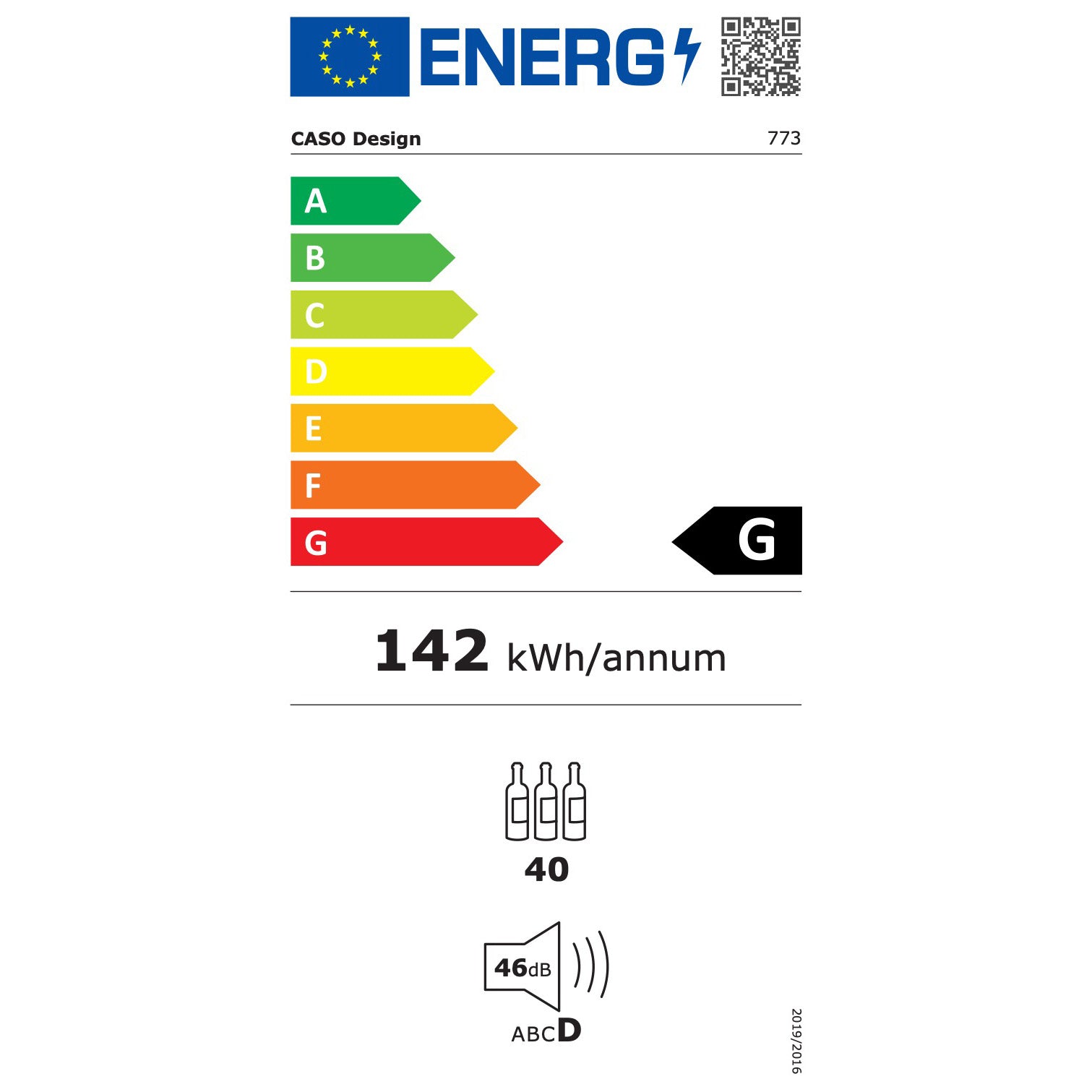 Weinkühlschrank 40 Flaschen WineChef Pro 40 Black energy label
