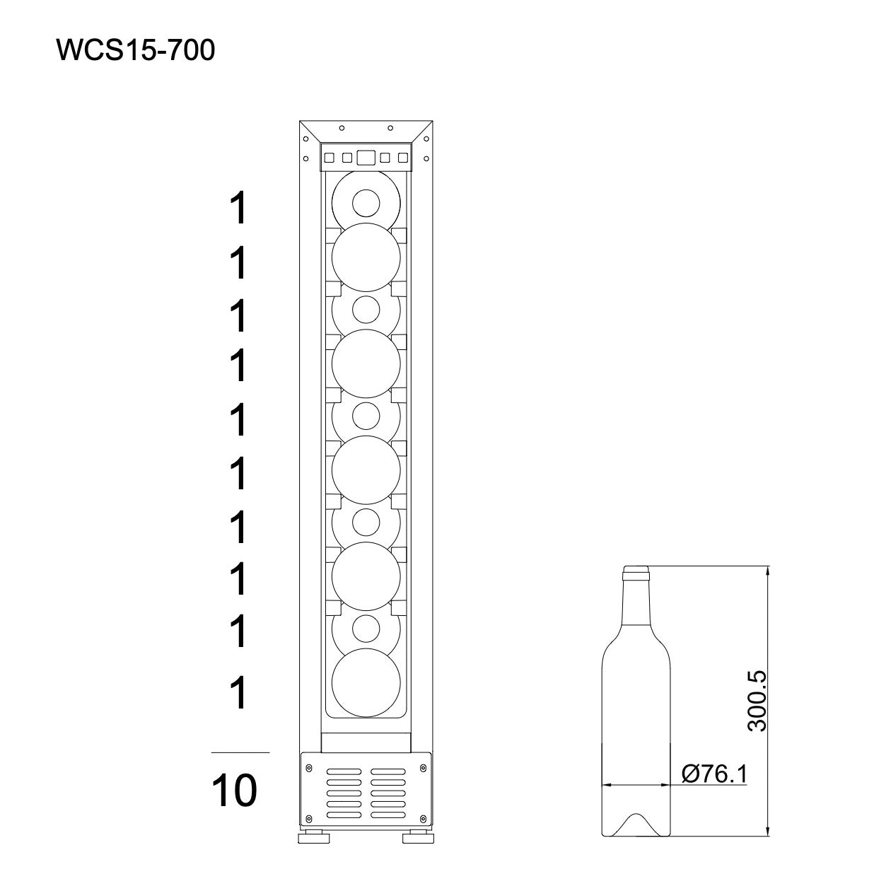 Weinkühlschrank 10 Flaschen mQuvée WineCave 700 15S Stainless