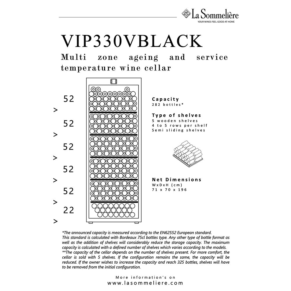 Weinkühlschrank 325 Flaschen La Sommelière VIP330VBLACK