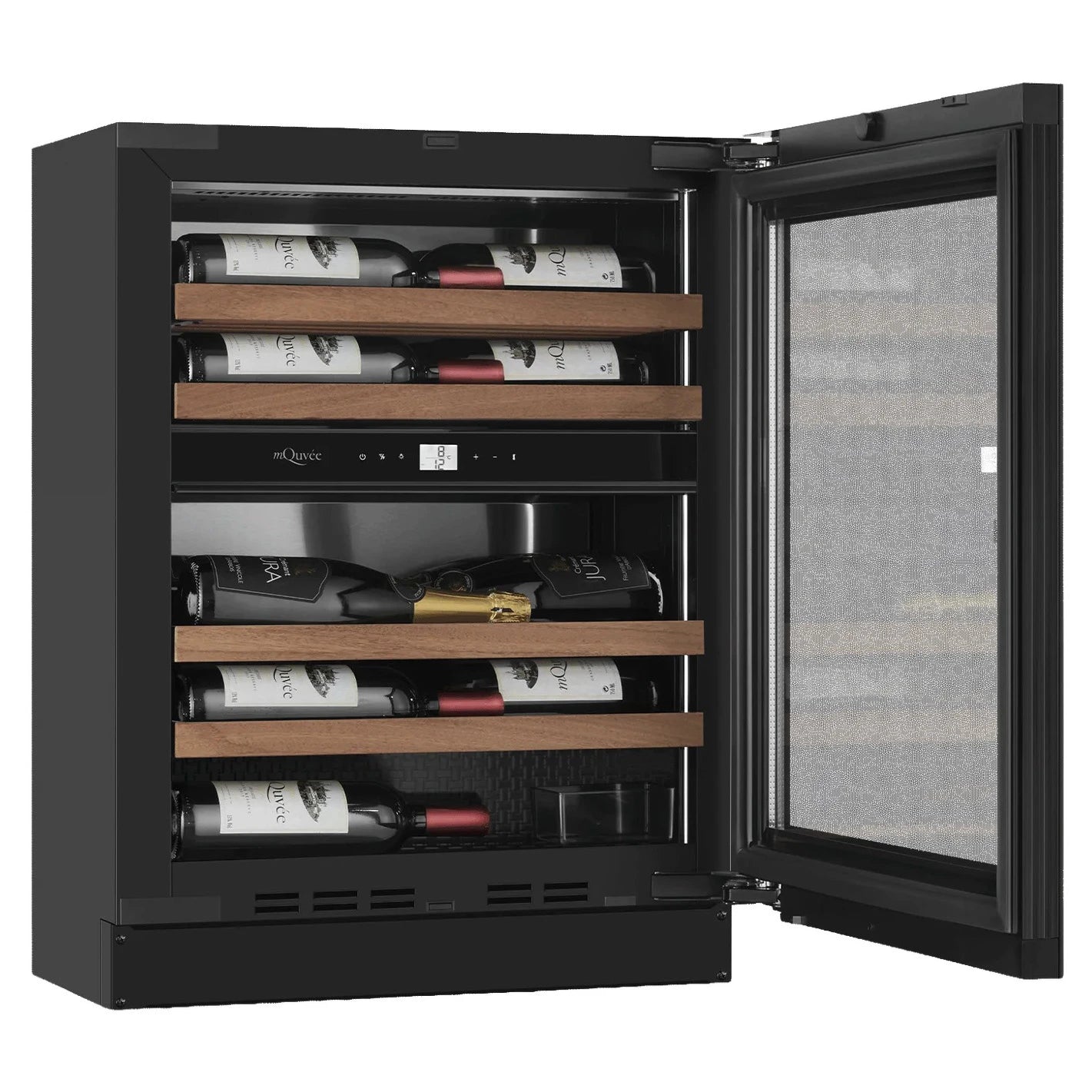 Weinkühlschrank 22 Flaschen mQuvée WineCave Exclusive 700 60D Slim FullGlass Black Push/Pull