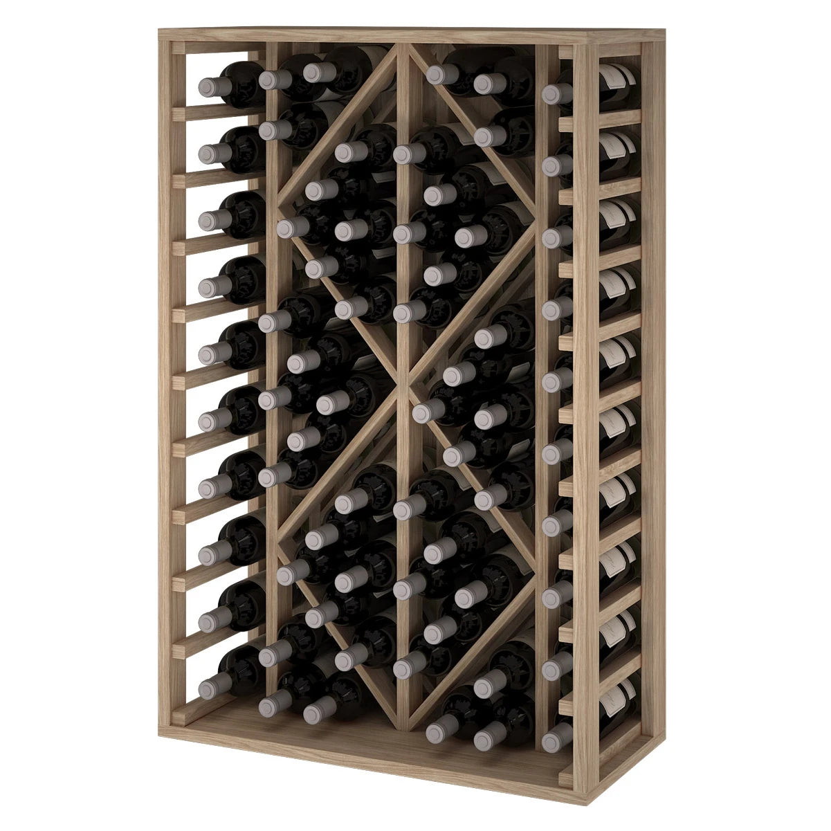 Weinregal aus Eichenholz mit Rauten für 68 Flaschen, Expovinalia Godello ER2530