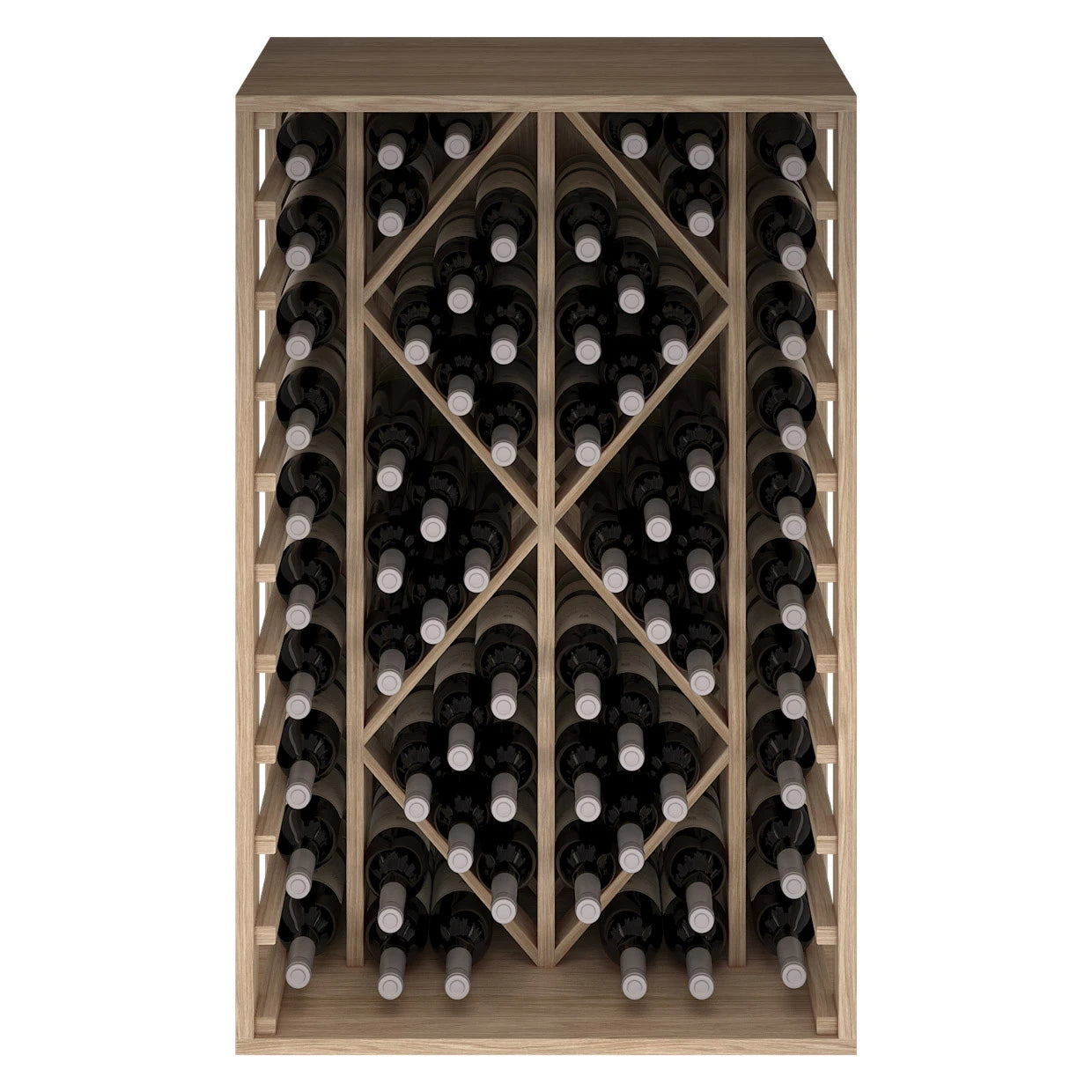 Weinregal aus Eichenholz mit Rauten für 68 Flaschen, Expovinalia Godello ER2530