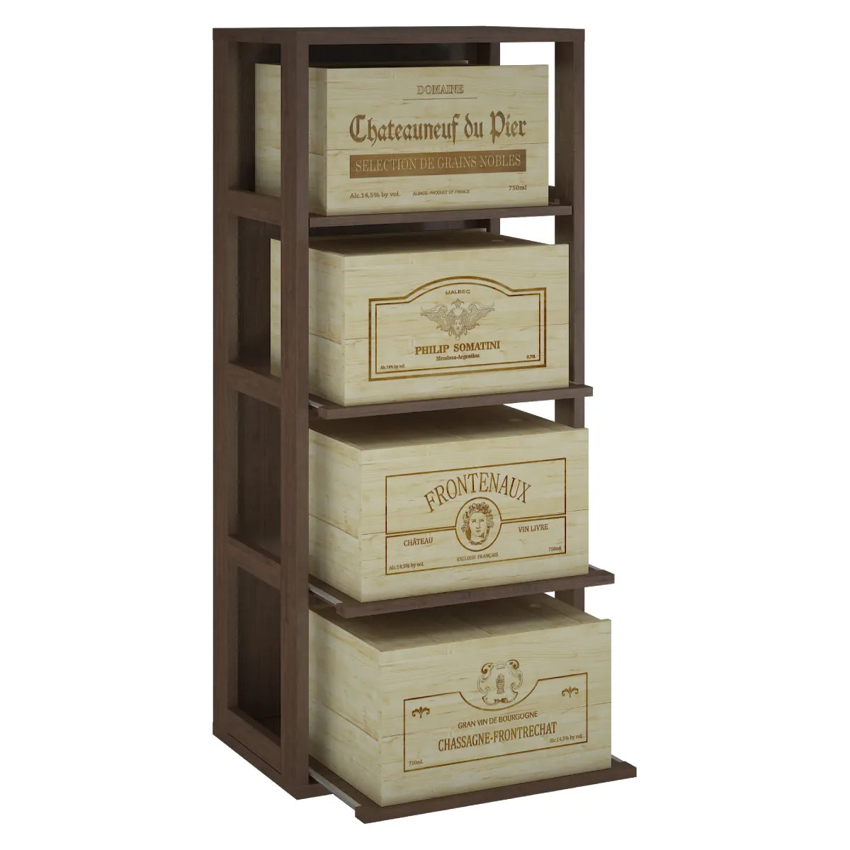 Wine rack for 4 cases of 6 bottles Expovinalia Arganza Godello 2558 – Dark pine – HX2558