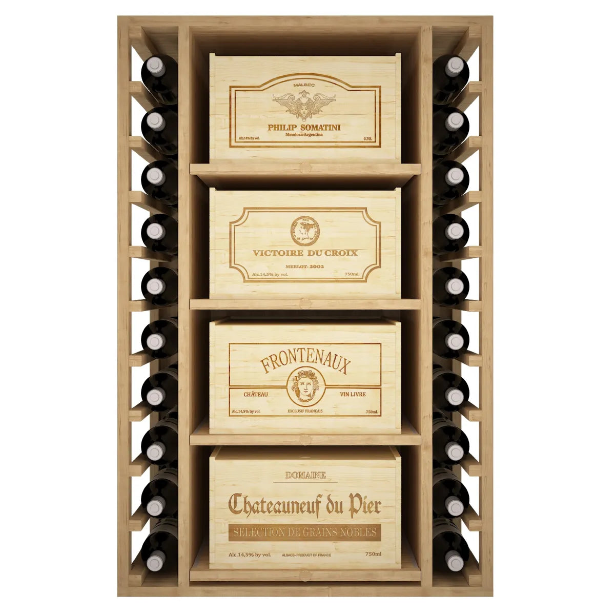 Wine rack for 44 bottles Expovinalia Arganza Godello 2547 – Pine with light oak finish – EX2547