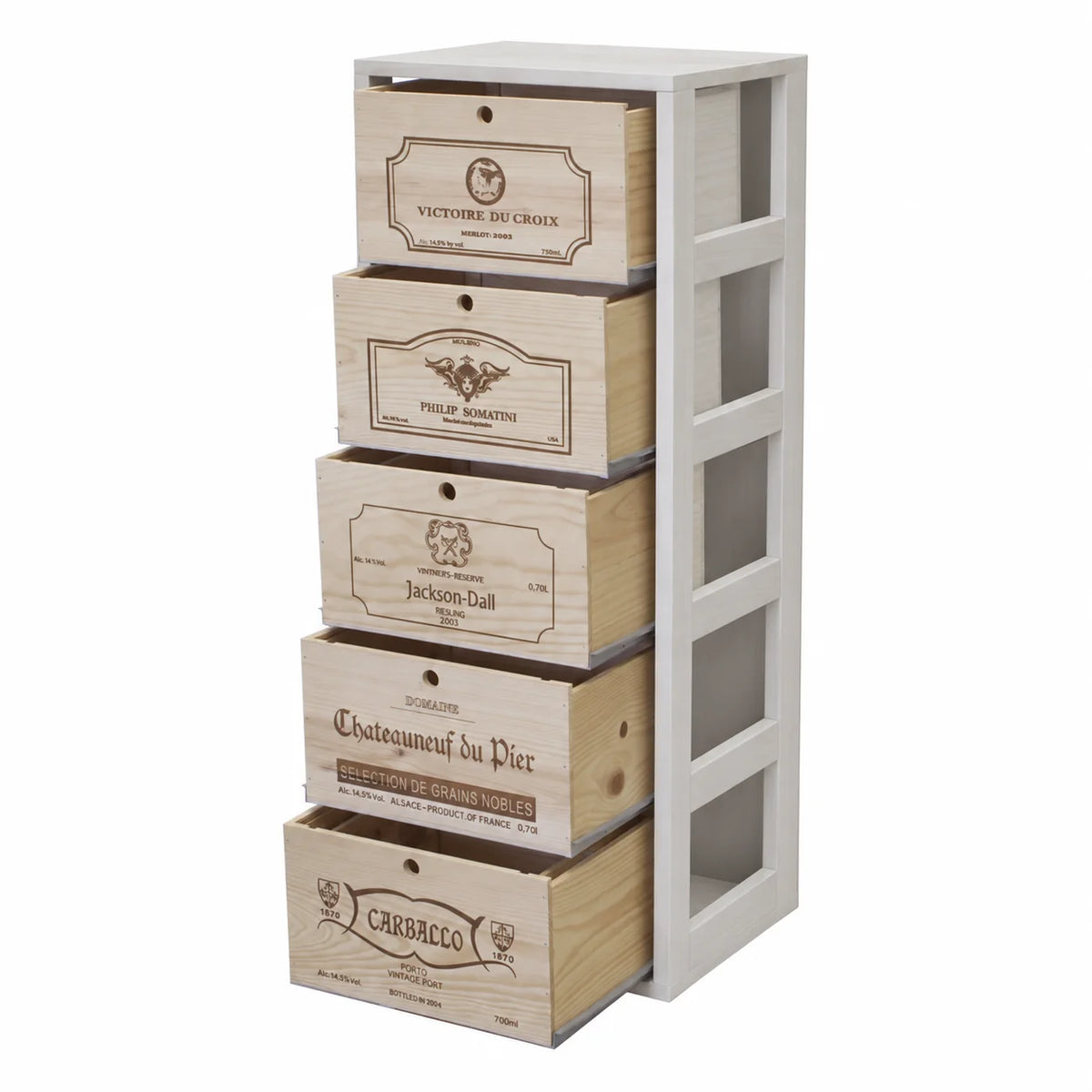 Wine rack for 5 cases of 6 bottles Expovinalia Arganza Godello 2553 – White pine – EW2553