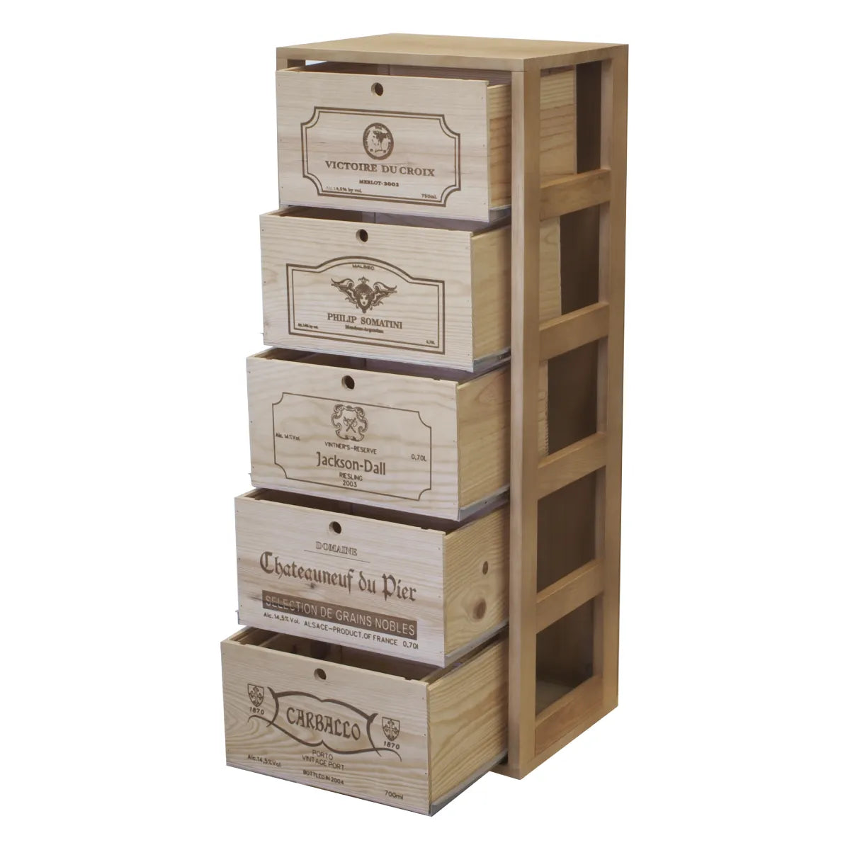 Wine rack for 5 cases of 6 bottles Expovinalia Arganza Godello 2553 – Pine with light oak finish – EX2553