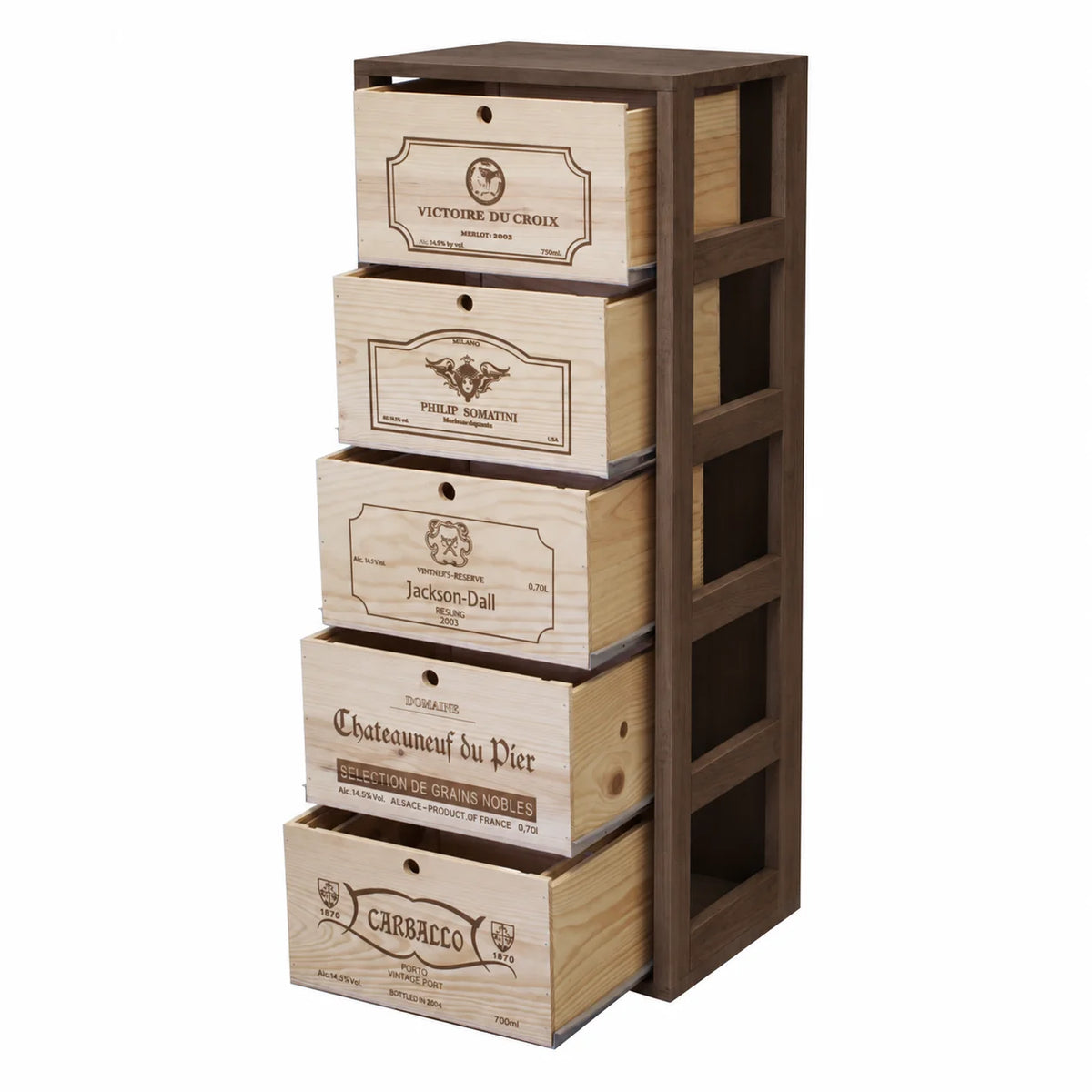 Wine rack for 5 cases of 6 bottles Expovinalia Arganza Godello 2553 – Dark pine – HX2553