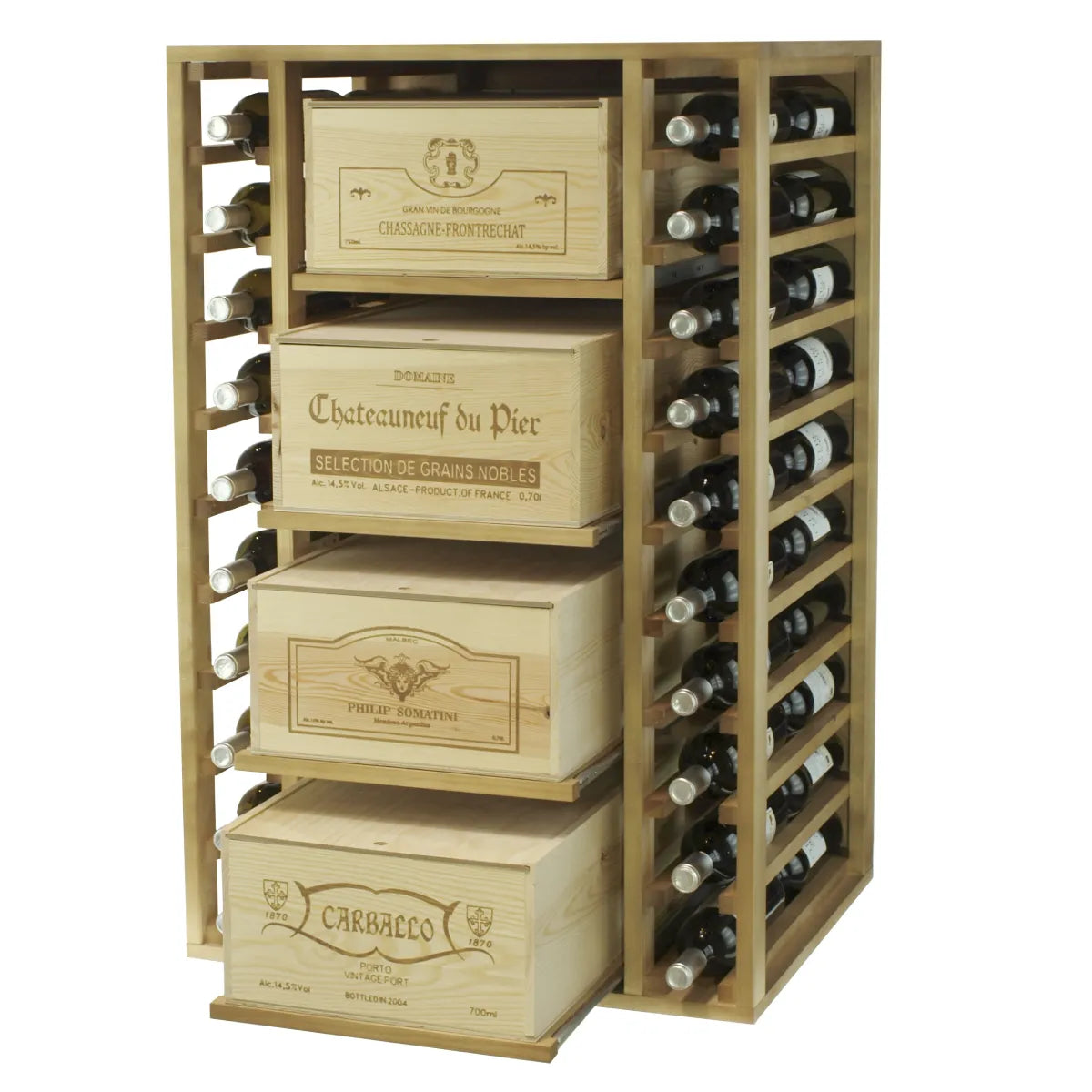 Wine rack for 68 bottles Expovinalia Arganza Godello 2546 – Pine with light oak finish – EX2546