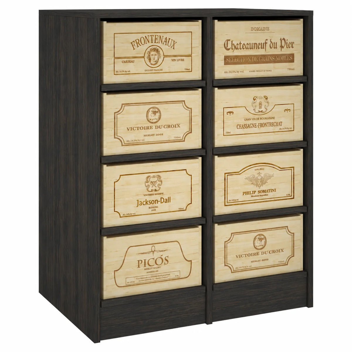 Wine rack for 8 cases of 12 bottles Expovinalia Arganza Godello 2545 – Black pine – BX2545