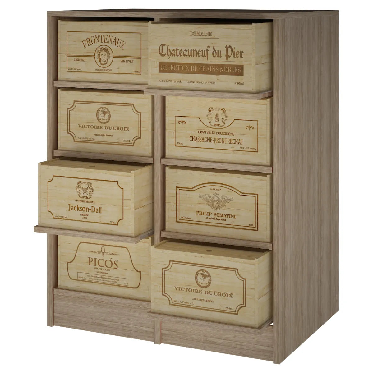 Wine rack for 8 cases of 12 bottles Expovinalia Arganza Godello 2545 – Natural oak – ER2545